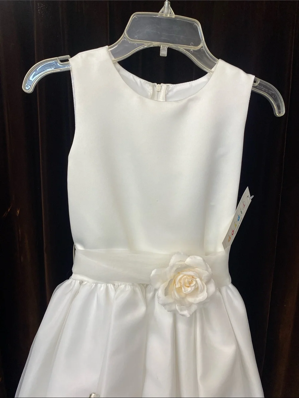 Ivory Flower-Accented Girls' Formal Dress